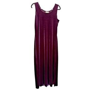 K Studio's  sz 10 Purple Velvet Long Maxi Dress Y2K Sleeveless side slit Stretch